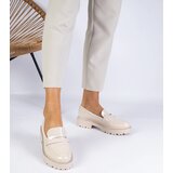 Gemre Beige patent leather loafers adorned with rhinestones Margusto | Shoptok.si