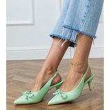 Gemre Green low-heeled pumps with a bow Berlona | Shoptok.si