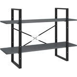 vidaXL Knjižna omara 2-nadstropna siva 100x30x70 cm trdna borovina | Shoptok.si