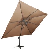  Konzolni vrtni suncobran s duplim vrhom 400 x 300 cm smeđesivi | shoptok.hr