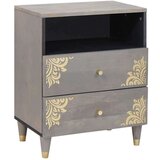 vidaXL Nočna omarica s predalom Siva 50 x 33 x 62 cm trden mangov les | Shoptok.si