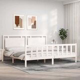  Kreveta s uzglavljem bijeli 180 x 200 cm od masivnog drva Cijene