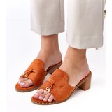  Brown heeled mules with strap embellishment Gariend | Shoptok.si