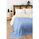 Muslin yarn dyed - light blue light blue double bedspread Cene