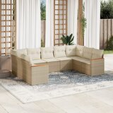  The Living Store Vrtna garnitura 9-delna z blazinami bež poli ratan - Vrtna Sedežna Garniture, (21451793) | Shoptok.si