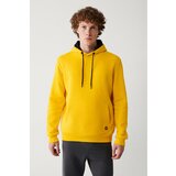 Avva Yellow Unisex Sweatshirt Hooded With Fleece Inner Collar 3 Thread Cotton Standard Fit Regular Cut Cene