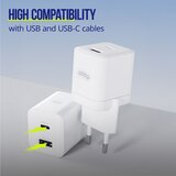 ALLITY zidni polnilec GaN PD QC ATC-01-20WAC 1x USB-C 1x USB-A 20W bela Slike