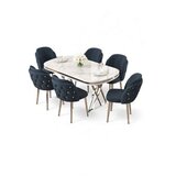 Hanah home Set trpezarijskog stola i stolica (7 delova) Zae White Marble Chrome Anthracite | Eponuda.com