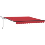 vidaXL avtomatska retraktibilna tenda z LED rdeča 300x250 cm, tenda zamenjalna tkanina za okvir 3x2,5 m rdeča | Shoptok.si