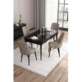 Hanah home trpezarijski set Are, sto na razvlačenje i 4 stolice, ploča u dekoru crnog mermera, kapućino tkanina Babyface | Eponuda.com
