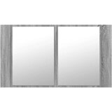 vidaXL LED kopalniška omarica z ogledalom siva sonoma 80x12x45 cm | Shoptok.si
