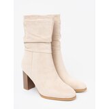 Shelvt Light beige ankle boots with a ruffled upper and heel | Shoptok.si