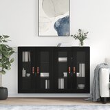 The Living Store Stenska omarica 2 kosa črn inženirski les - Stenska Omarica, (21428974) | Shoptok.si