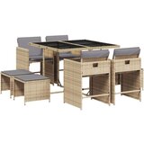 vidaXL 9-dijelni vrtni blagovaonski set od poliratana s jastucima bež | shoptok.hr