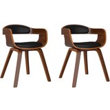 The Living Store Jedilni stol 2 kosa črn ukrivljen les in umetno usnje - Jedilni Stol, (21419537) | Shoptok.si