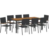 vidaXL 9-dijelni vrtni blagovaonski set crni poliratan, stolci za vrt s jastučićima - set od 2 dijela u crnom poliratan | shoptok.hr