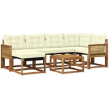 vidaXL Zunanja garnitura za sedenje z blazino 7 pcs Naravna in smetana, (5000273161) Cene