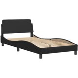  The Living Store Posteljni okvir z vzglavjem črn 100x200 cm umetno usnje - Posteljni Okvir, (21447499) | Shoptok.si