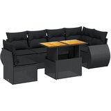  7-dijelni set vrtnih sofa od poliratana s jastucima crni Crna 100 x 55 x 73 cm | shoptok.hr