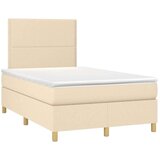  Box spring postelja z vzmetnico LED krem 120x200 cm blago, (20894732) | Shoptok.si