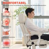  Uredska stolica s visokim naslonom vibracijskom masažom i grijanjem ergonomska nagibna s osloncem za noge krem ​​bijela | shoptok.hr