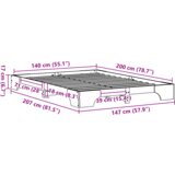 vidaXL okvir za posteljo Naravni Trden borov les 140 x 200 cm Vzdržljiv | Shoptok.si