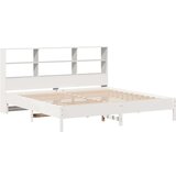 vidaXL Krevet s regalom z knjige bez madraca bijeli 200x200cm borovina | shoptok.hr