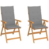  Vrtni stoli 2 kosa s sivimi blazinami trdna tikovina, (20659629) | Shoptok.si