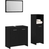  Set namještaja za kupaonicu od 3 komada crna hrastovina konstruirano drvo | shoptok.hr