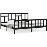 Maison Chic Posteljni okvir - Dvoposteljna postelja - Zakonska postelja z vzglavjem črn 200x200 cm trden les-J5887, (21773305) | Shoptok.si