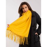 Fashion Hunters Dark yellow wide scarf with fringe Cene
