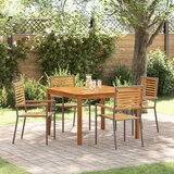  Vrtni set za objed 5 kom. Siva Čvrsto drvo akacije 110 x 110 x 75 cm | Shoptok.si