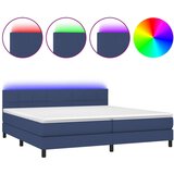 Maison Chic Box spring postelja - Vzmetna postelja z vzmetnico LED modra 200x200 cm blago SL2659, (21903945) | Shoptok.si