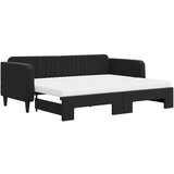  The Living Store Izvlečna dnevna postelja z vzmetnicami črna 90x200 cm žamet - Izvlečna Dnevna Postelja, (21489669) | Shoptok.si