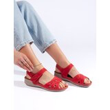 Shelvt Lightweight red women's platform sandals | Shoptok.si
