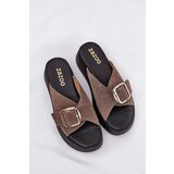 Zazoo Women's Suede Slides With Buckle On Platform Brown 3019 | Shoptok.si