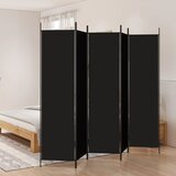 vidaXL Sobna pregrada s 5 panela crna 250x200 cm od tkanine Cijene