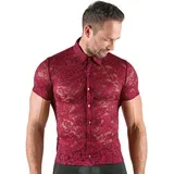Floral Lace Transparent Shirt 2161966 Red XL