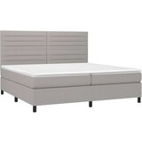  Krevet box spring s madracem LED svjetlosivi 200x200 cm tkanina | shoptok.hr