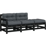 Maison Chic Seti vrtnega pohištva - Vrtna garnitura - Vrtni pohištvo set 3-delna z blazinami črn trden les, (21809874) | Shoptok.si