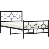  Metalni okvir kreveta uzglavlje i podnožje crni 100x200 cm | shoptok.hr