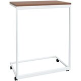 vidaXL Stranska mizica s kolesi bela 55x35x70 cm konstruiran les | Shoptok.si