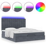  Otomanski posteljni okvir z vzmetnicami siv 180x200cm žamet | Shoptok.si