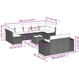  10-dijelni set vrtnih sofa s jastucima crni od poliratana | shoptok.hr