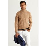 AC&Co / Altınyıldız Classics Men's Beige Standard Fit Normal Cut Full Turtleneck Jacquard Knitwear Sweater. Cene