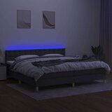 Box spring postelja z vzmetnico LED temno siva 200x200 cm blago, (20938113) | Shoptok.si