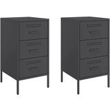 Maison Chic Dvo delni komplet Nočne omarice - Nočne mize črna 36x39x68 cm jeklo, (21687584) Cene