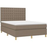  Krevet box spring s madracem LED smeđesivi 140x200 cm tkanina | shoptok.hr