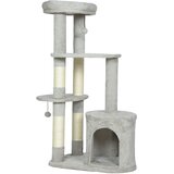 PawHut Mačje drevo 114 cm mačji stolp z jamo, sisalnimi stebri, ploščadjo, večnadstropno, (5000238649) | Shoptok.si