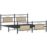 Metalni Kovinski posteljni okvir brez vzmetnice sonoma hrast 183x213 cm, (21829081) | Shoptok.si